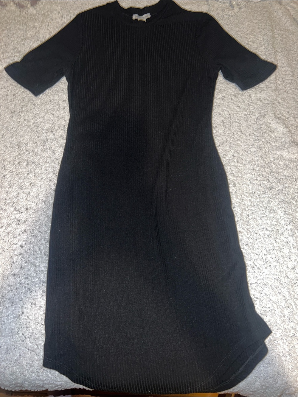 Charlotte Russe Classic Black Short Sleeve Ribbed Dress